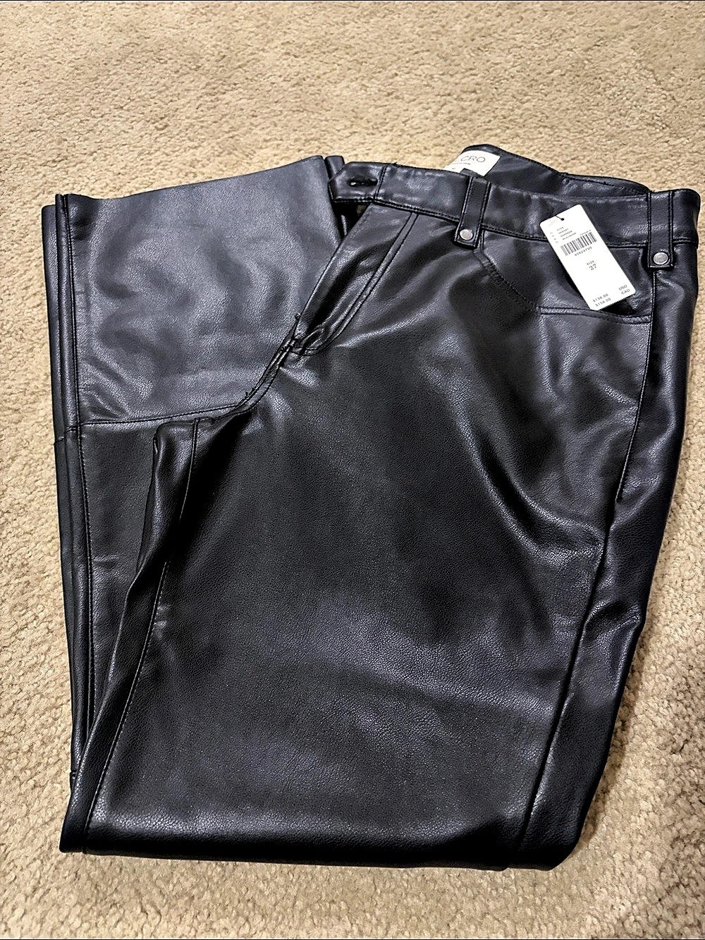PILCRO Faux Leather Flare Pants Black Waist 27 NWT